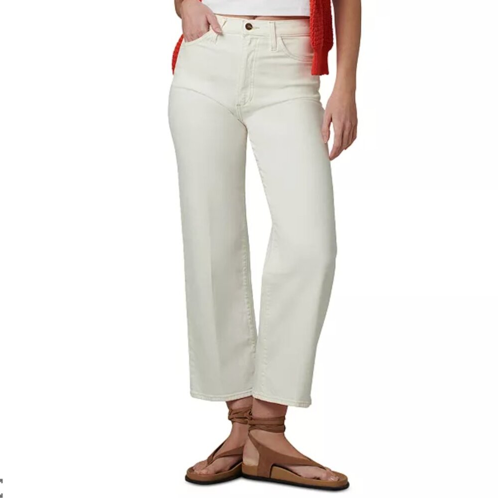 Size 28 Joe's Jeans The Blake High Rise Wide Leg Crop Jeans in Ecru White
